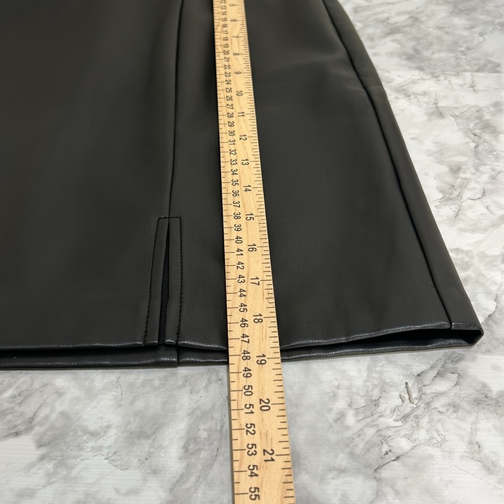 LOFT WOMENS BLACK  FAUX LEATHER MINI SKIRT SZ 14 PETITE NEW - Picture 7 of 9